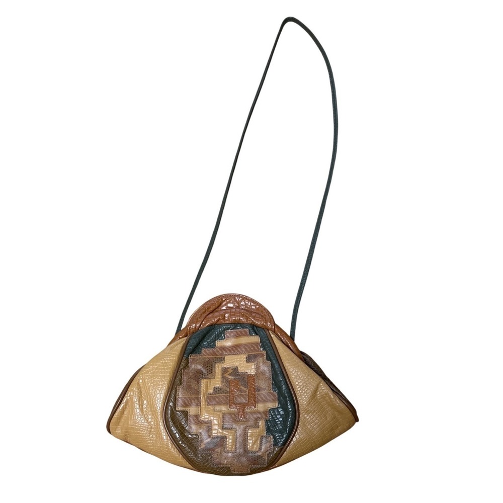 Vintage Samir Leather Patchwork Shoulder Bag Southwestern Boho Y2K